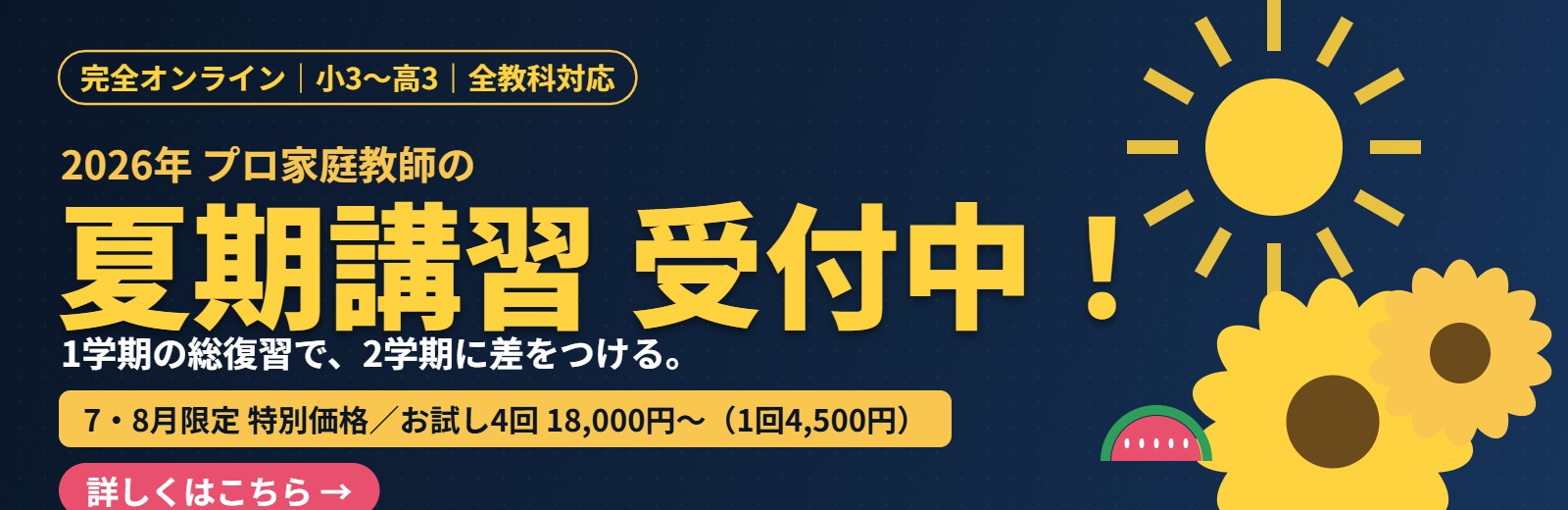 2026年夏期講習 受付中 完全オンラインのプロ家庭教師エスペランサアカデミー 7・8月限定特別価格
