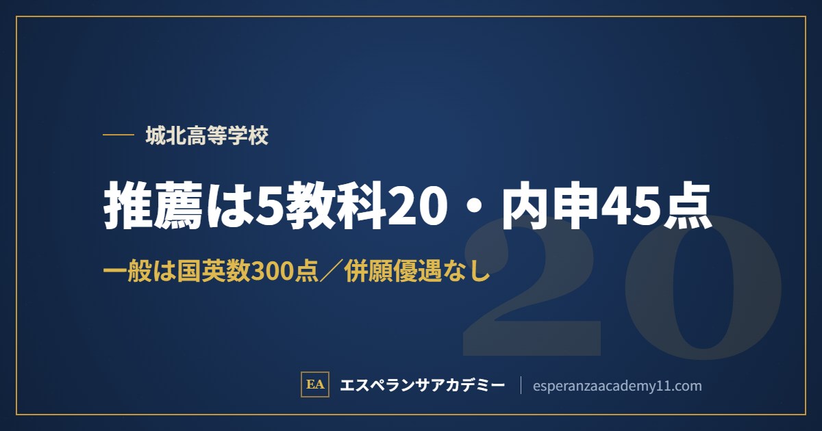 推薦は5教科20・内申45点
