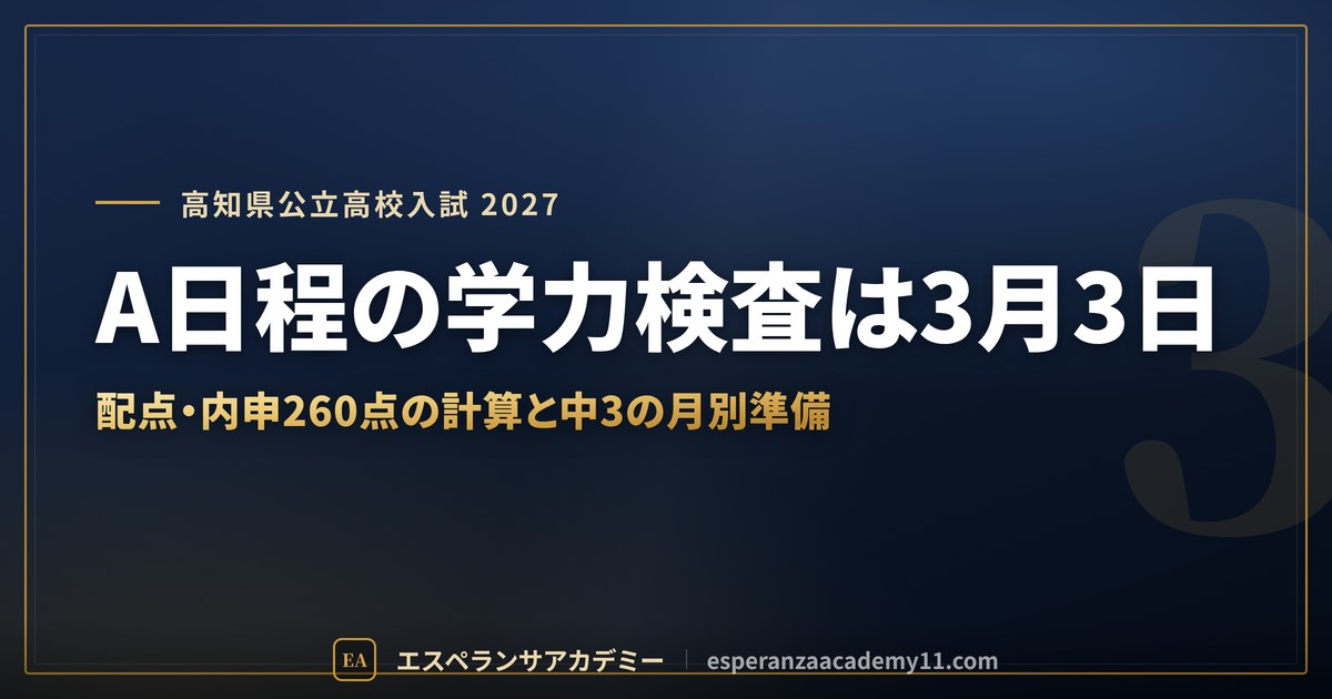 A日程の学力検査は3月3日