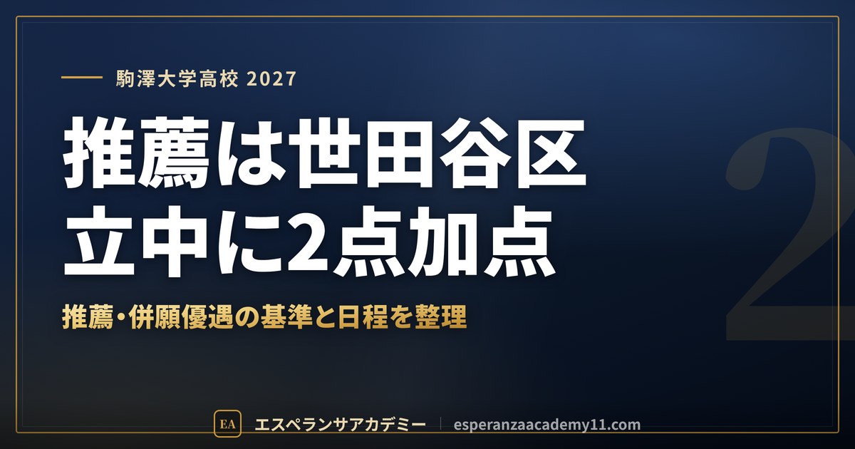 駒澤大学高校に合格したい｜偏差値・倍率・内申の目安と通学【世田谷区の中学生向け】