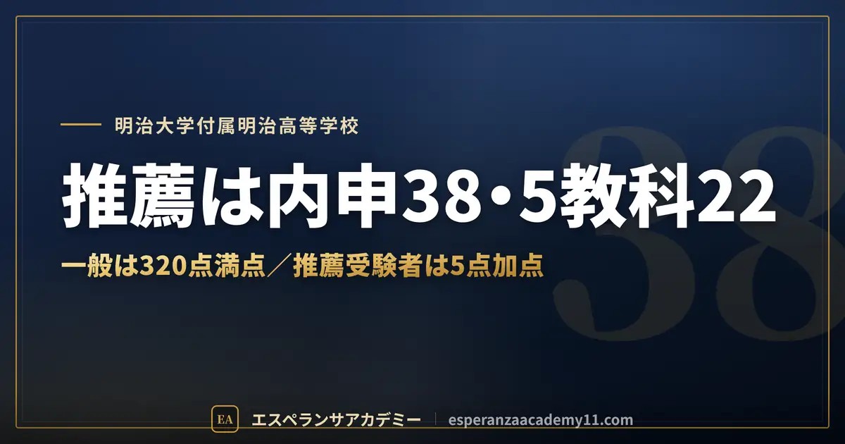 明大明治高校の推薦と一般｜内申基準と配点