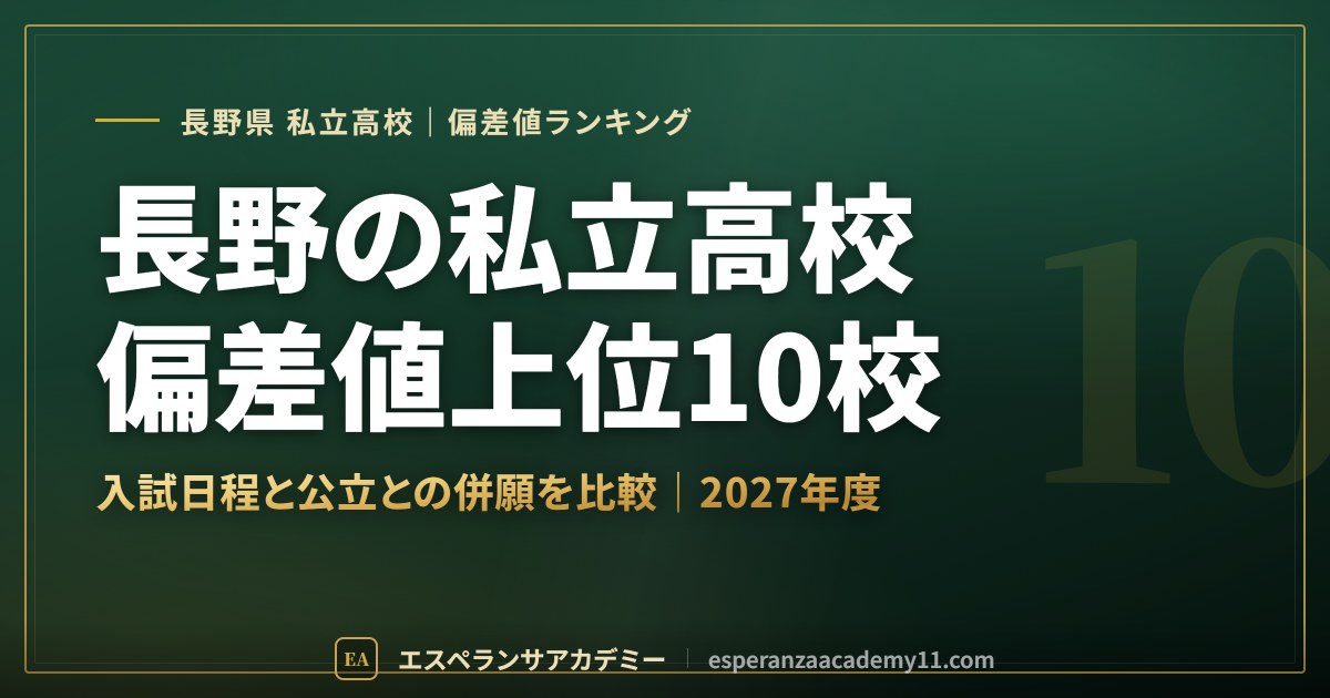 長野の私立高校偏差値上位10校