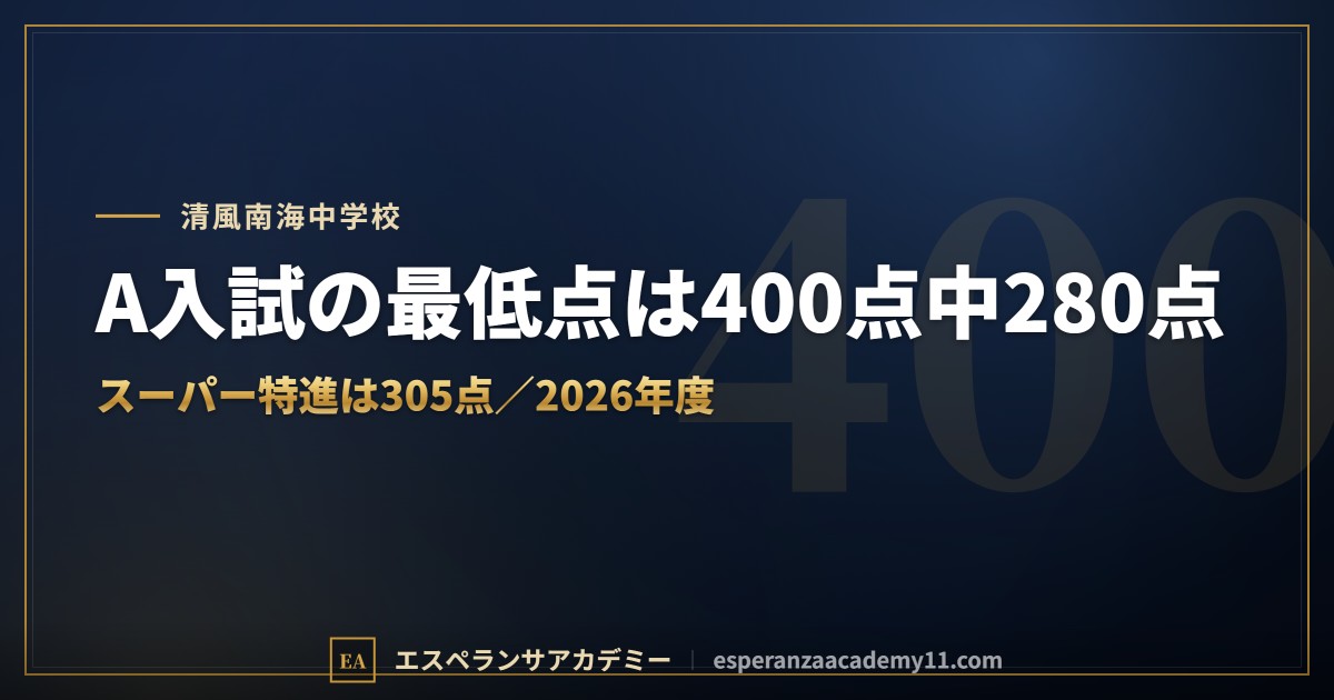 清風南海中学校の入試対策｜配点と合格最低点