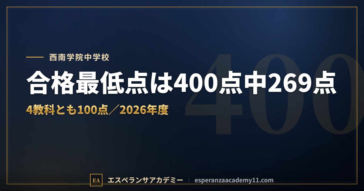 西南学院中学校の入試対策|配点と合格最低点