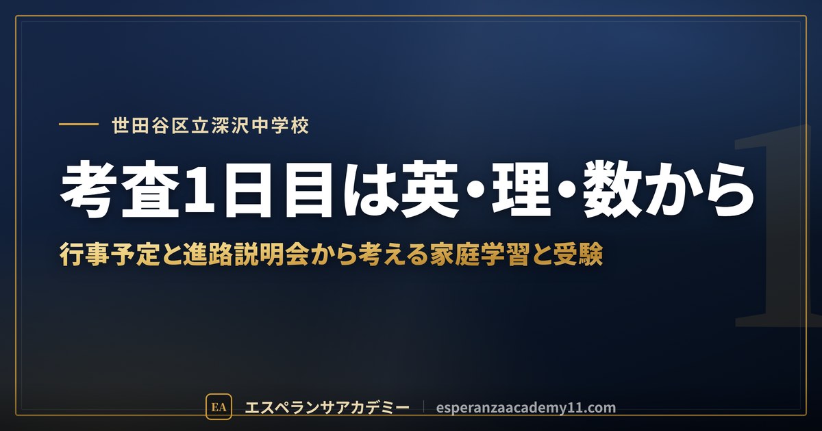 考査1日目は英・理・数から
