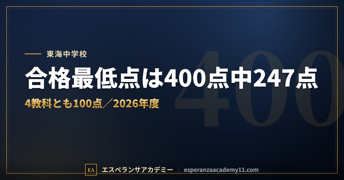 東海中学校の入試対策｜配点と合格最低点