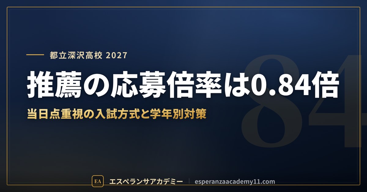 都立深沢高校に合格したい｜偏差値・倍率・内申の目安と通学【2027年入試】