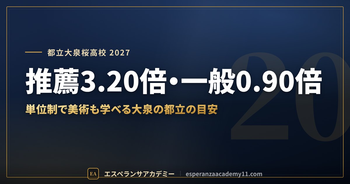 都立大泉桜高校に合格したい|偏差値・倍率・内申の目安と通学【練馬区の中学生向け】