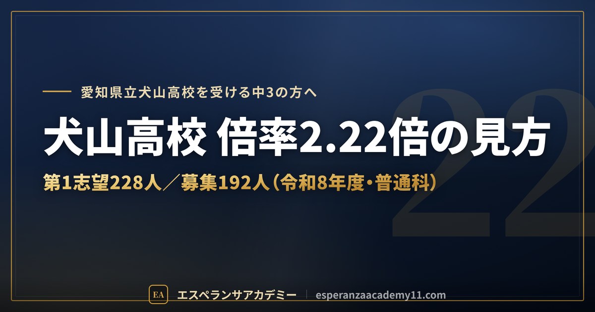 犬山高校の倍率2.22倍の見方