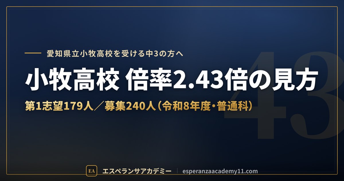 小牧高校の倍率2.43倍の見方