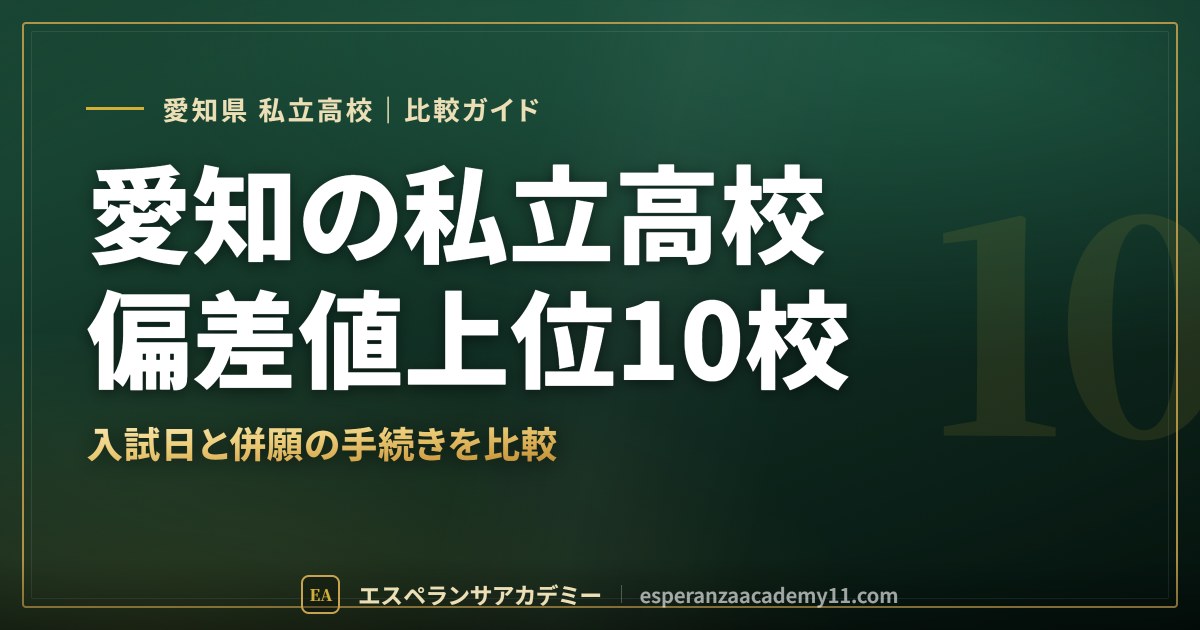愛知の私立高校 偏差値上位10校