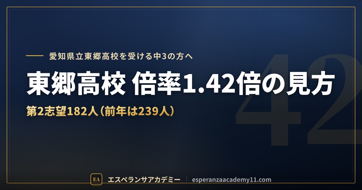 東郷高校の倍率1.42倍の見方