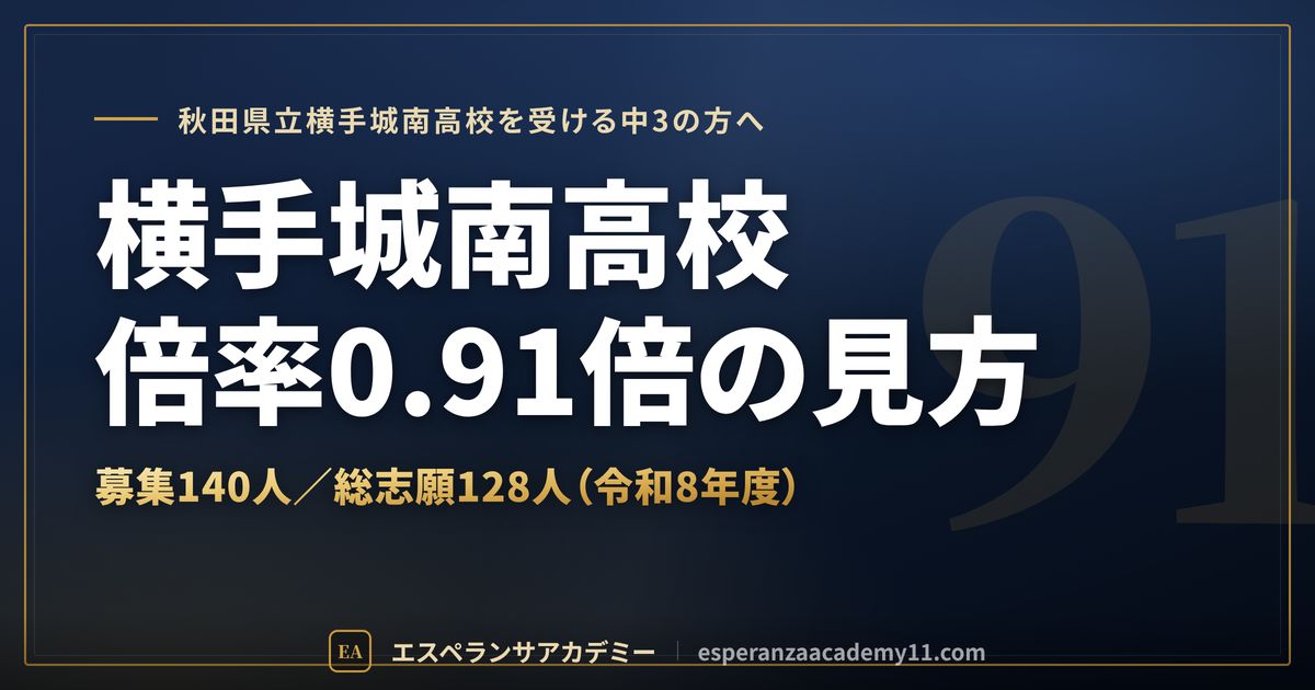 横手城南高校の倍率0.91倍の見方