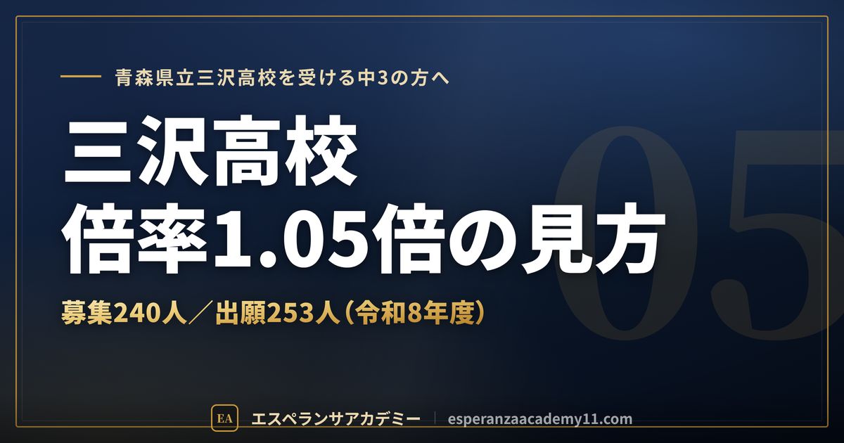 三沢高校の倍率1.05倍の見方