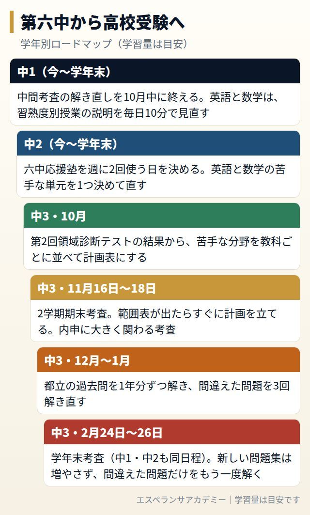 第六中から高校受験までの学年別ロードマップ