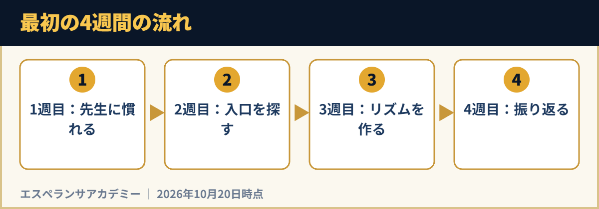 最初の4週間の流れ