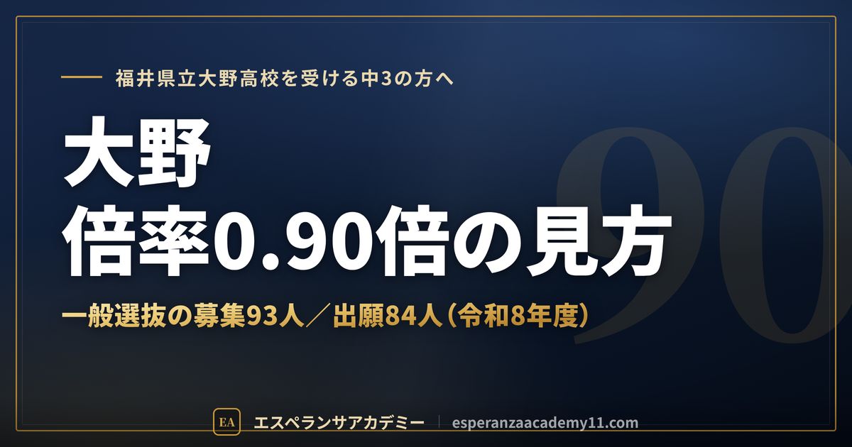 大野高校の倍率0.90倍の見方