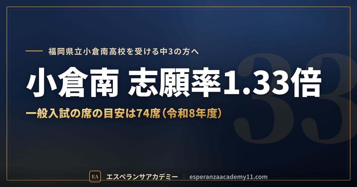 小倉南高校の志願率1.33倍と推薦・特色化