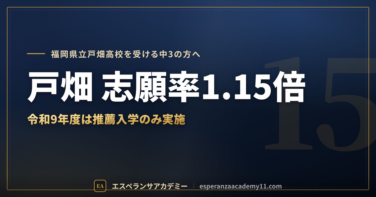 戸畑高校の志願率1.15倍と推薦入学