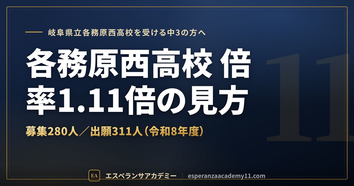 各務原西高校の倍率1.11倍の見方