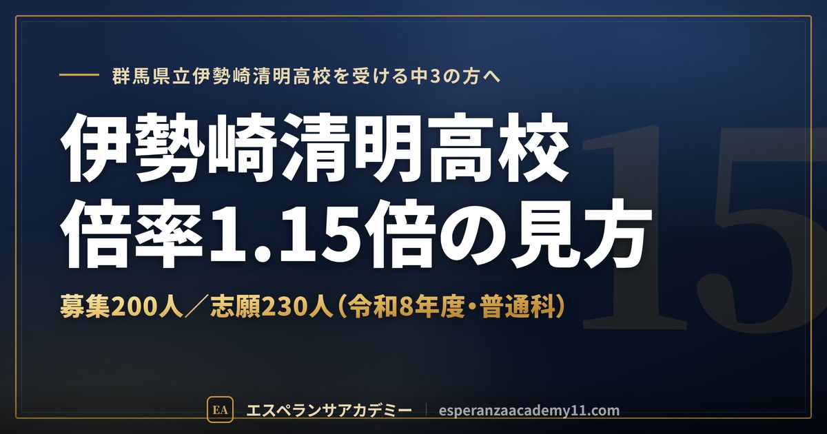 伊勢崎清明高校の倍率1.15倍の見方