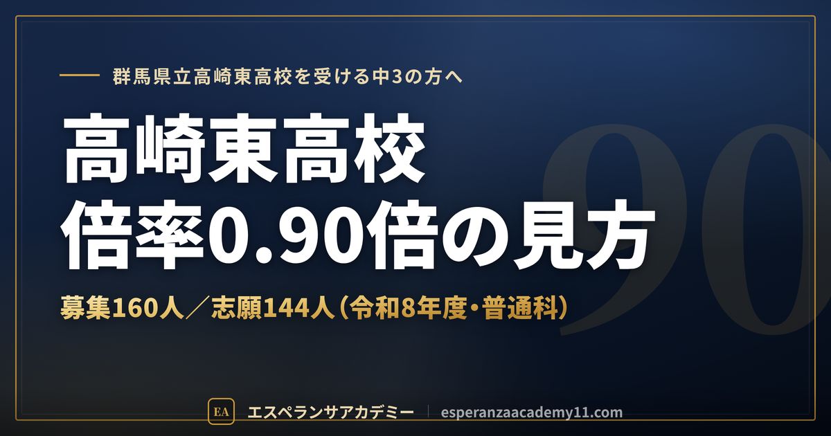 高崎東高校の倍率0.90倍の見方