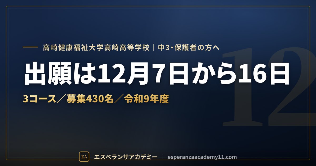 高崎健大高崎の入試対策ガイドの見出し画像