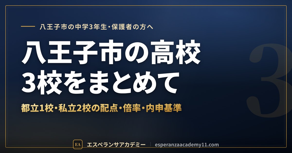 八王子市の高校受験 都立1校・私立2校のまとめ