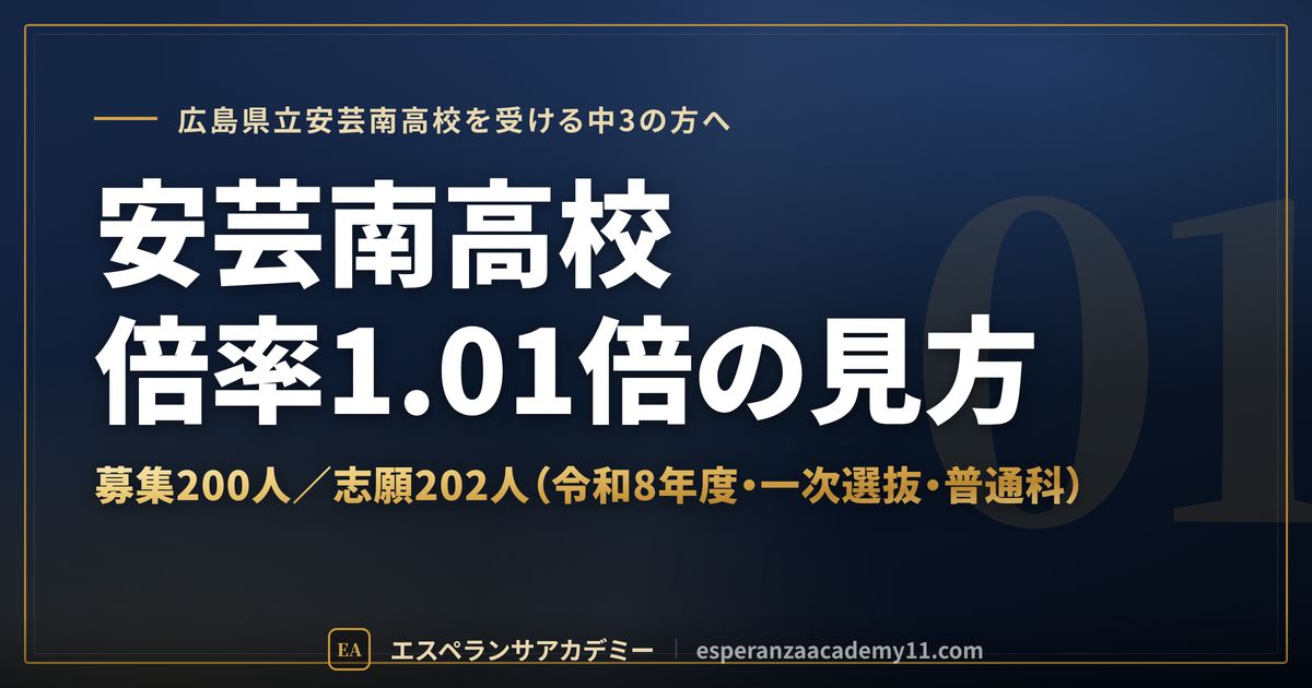 安芸南高校の倍率1.01倍の見方