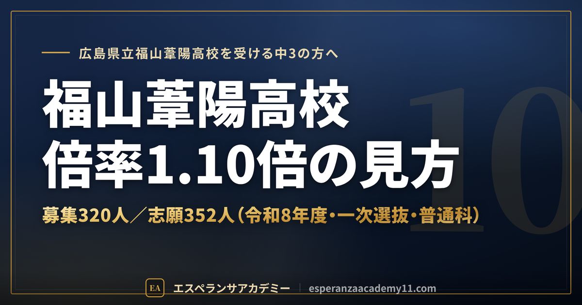 福山葦陽高校の倍率1.10倍の見方