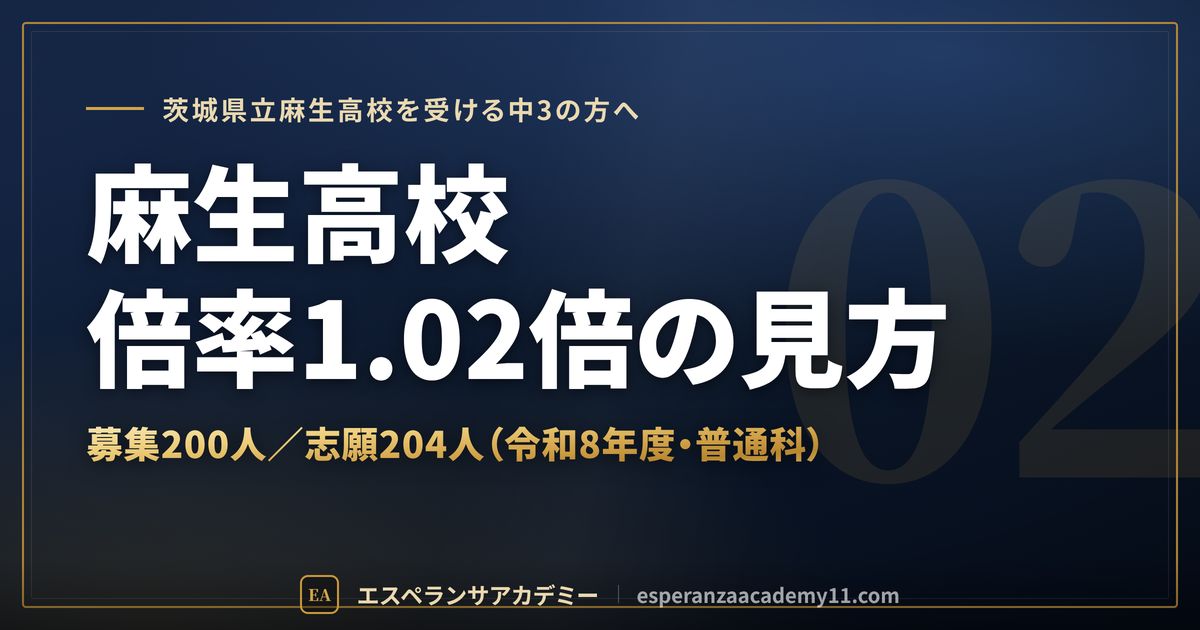 麻生高校の倍率1.02倍の見方