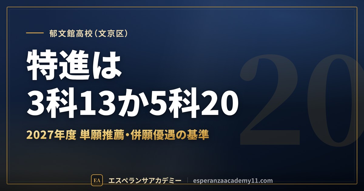 郁文館高校(文京区) 特進は3科13か5科20