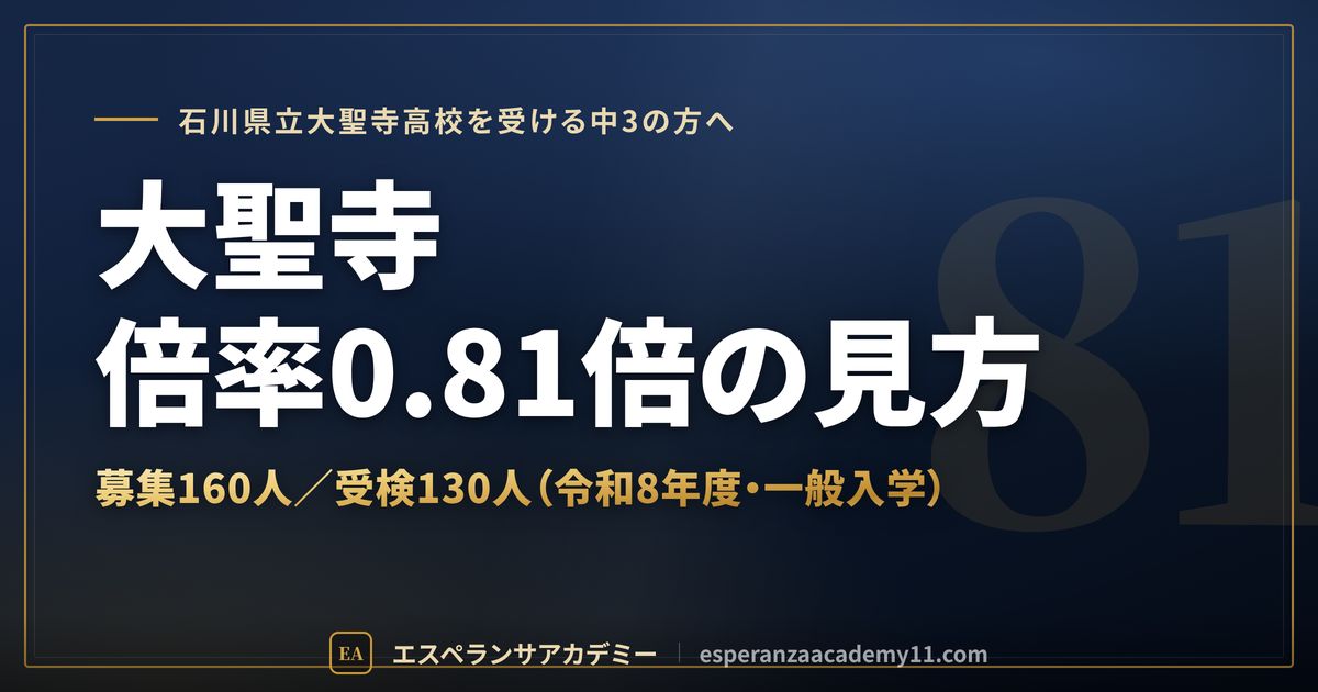 大聖寺高校の倍率0.81倍の見方