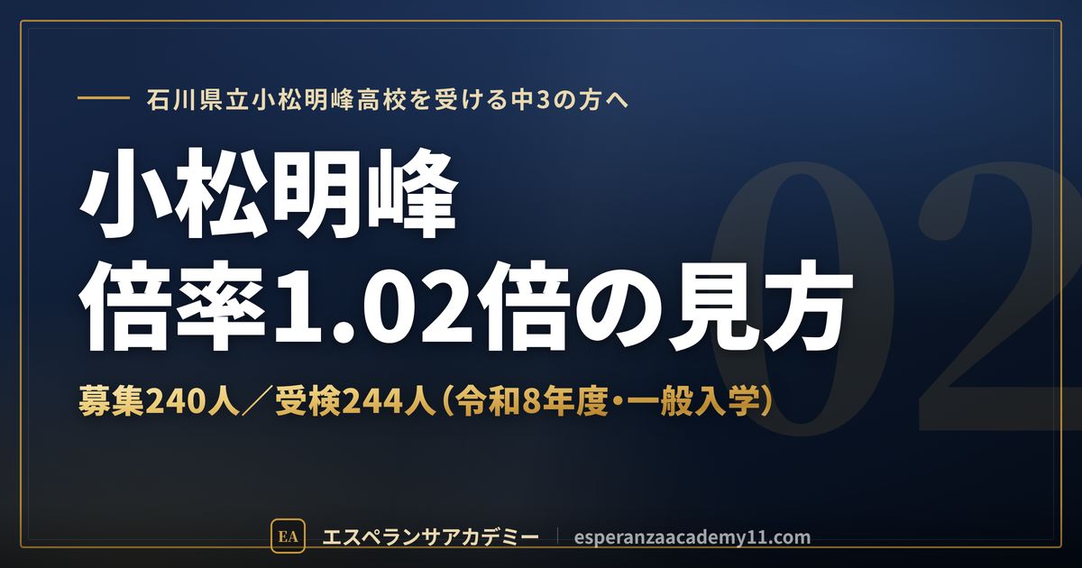 小松明峰高校の倍率1.02倍の見方