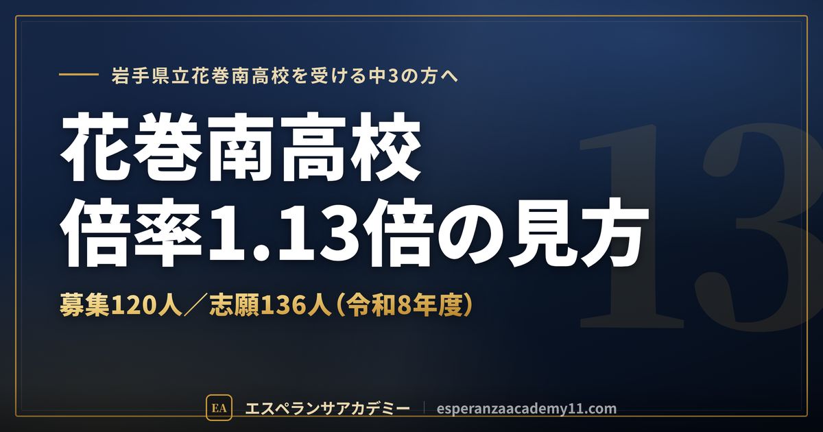 花巻南高校の志願倍率1.13倍の見方