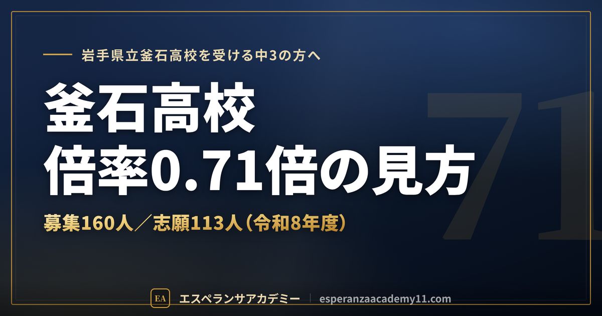 釜石高校の志願倍率0.71倍の見方