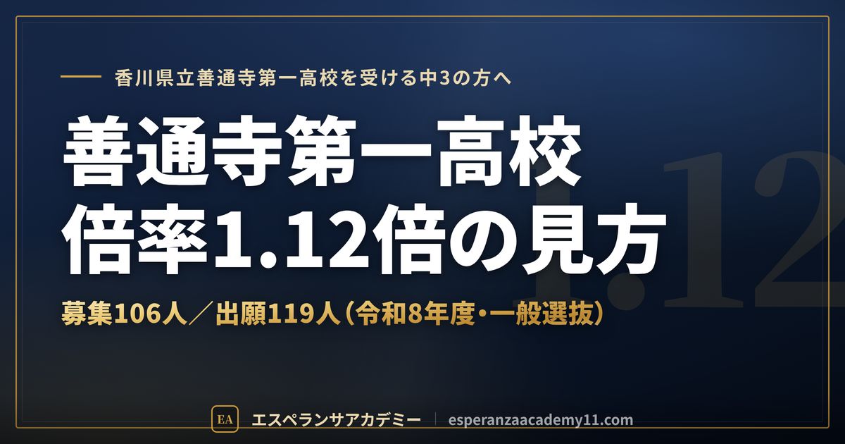 善通寺第一高校の倍率1.12倍の見方