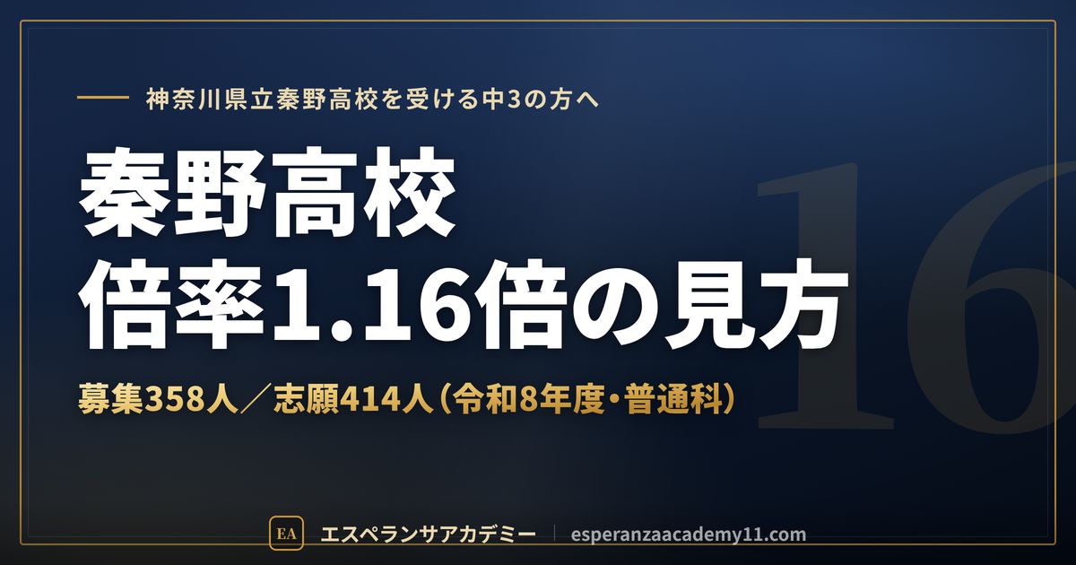秦野高校の倍率1.16倍の見方