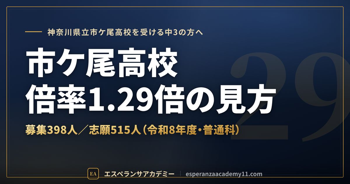 市ケ尾高校の倍率1.29倍の見方