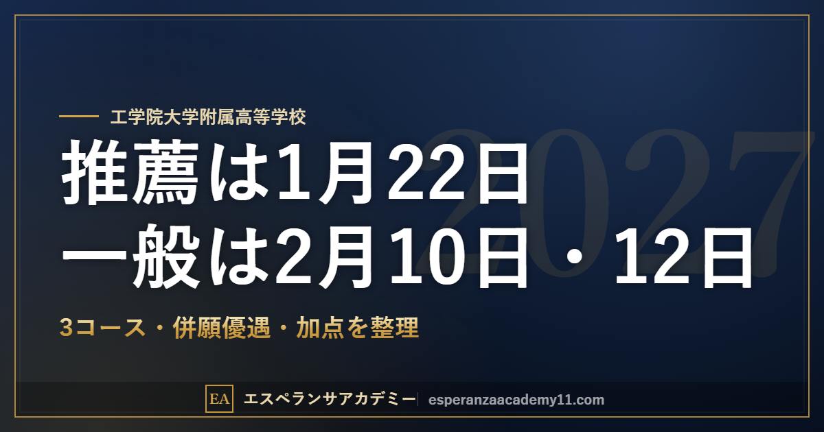 工学院大学附属高校 2027年度入試 日程と加点