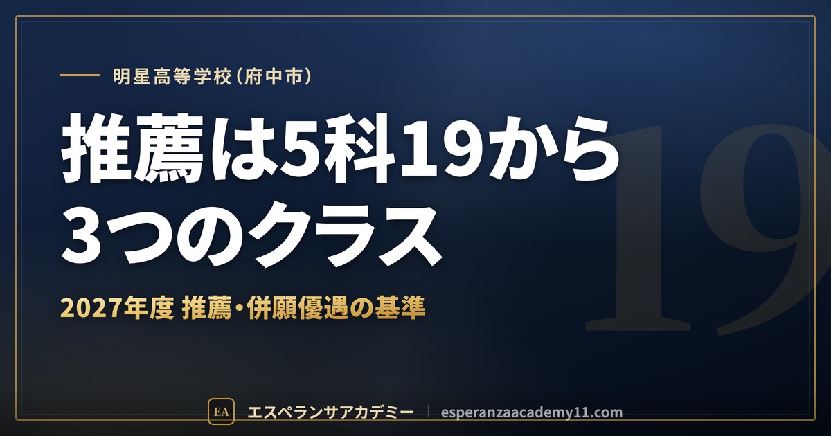明星高等学校（府中市）｜推薦は5科19から3つのクラス