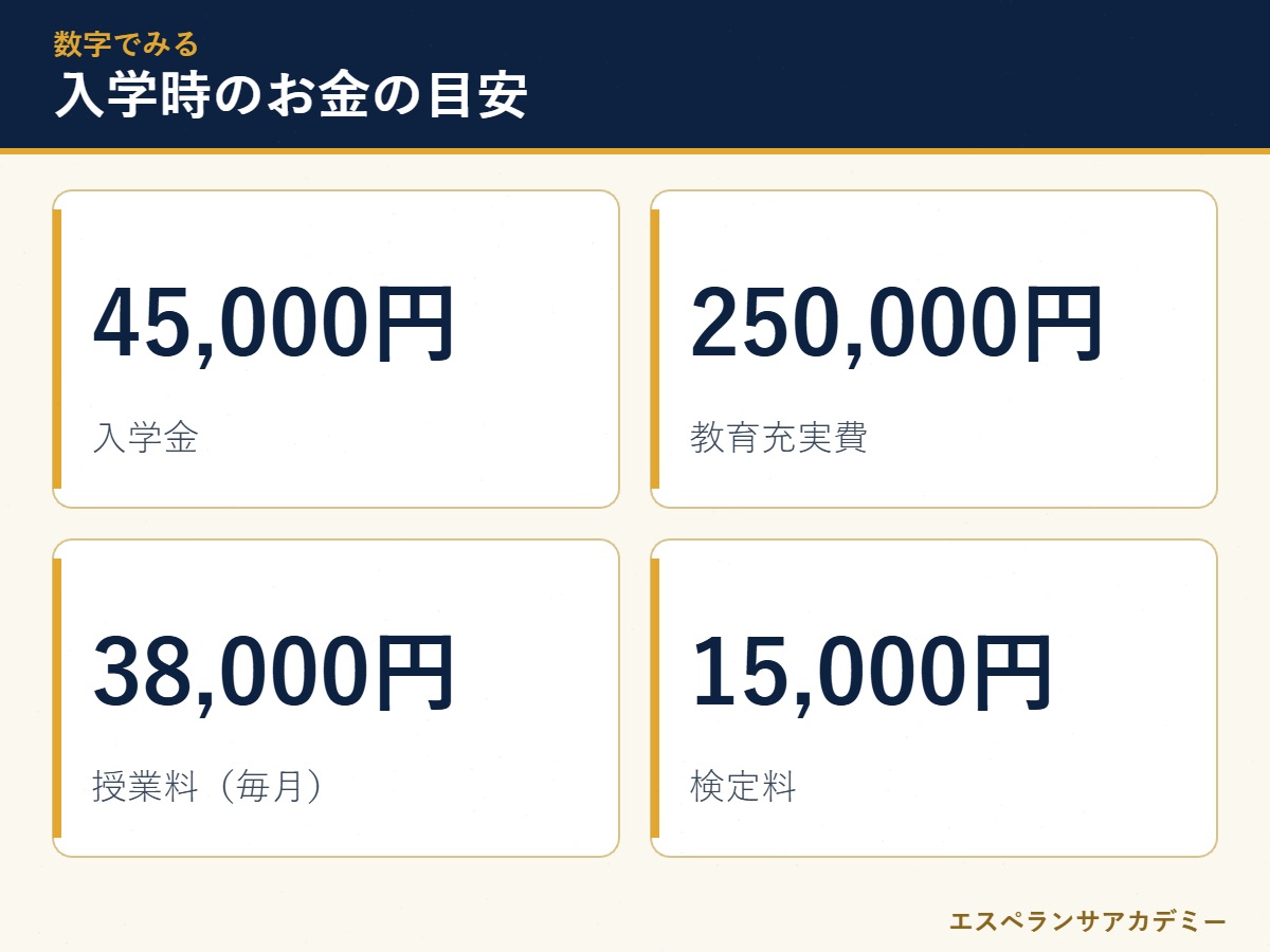 暁高校 入学時にかかるお金の数字カード
