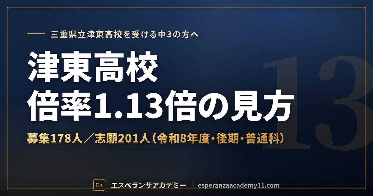 津東高校の倍率1.13倍の見方