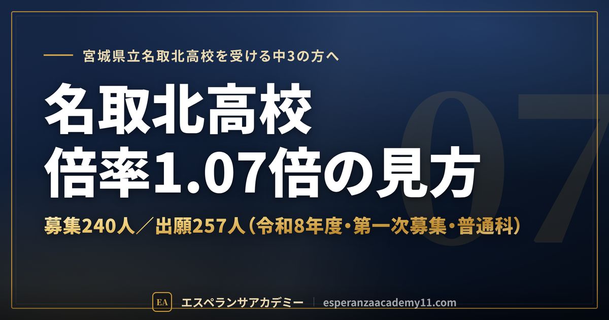 名取北高校の倍率1.07倍の見方