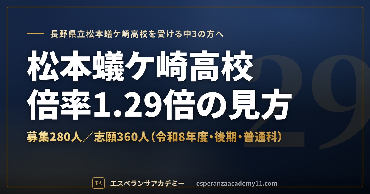 松本蟻ケ崎高校の倍率1.29倍の見方