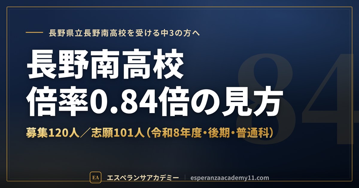 長野南高校の倍率0.84倍の見方