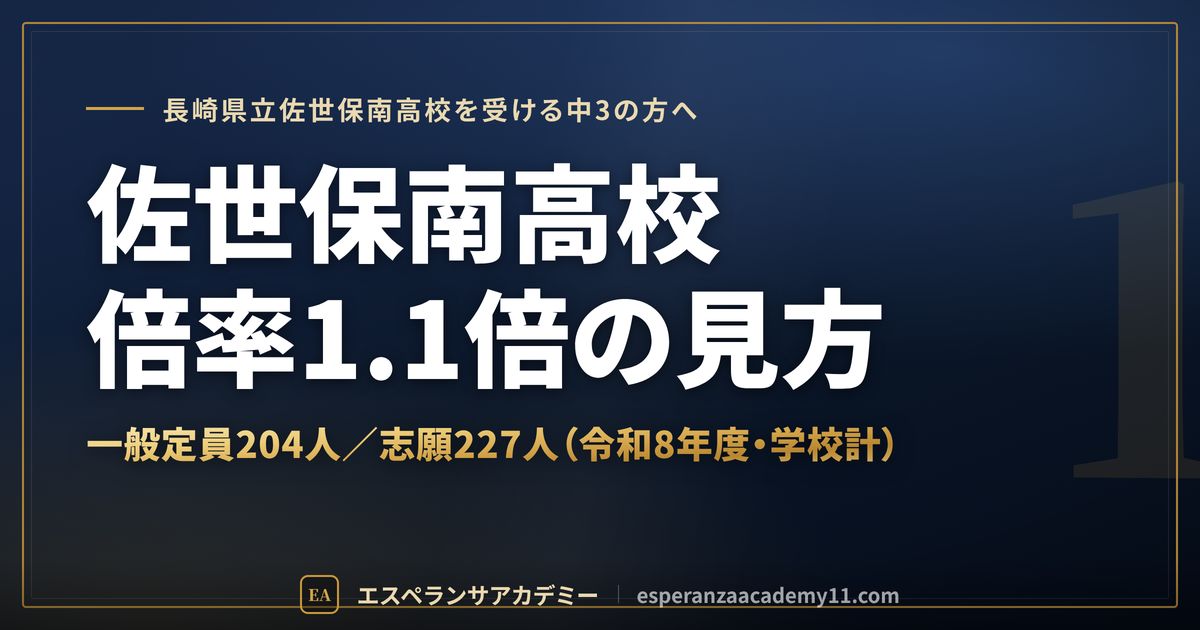 佐世保南高校の倍率1.1倍の見方