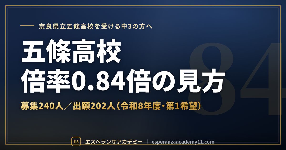 五條高校の倍率0.84倍の見方