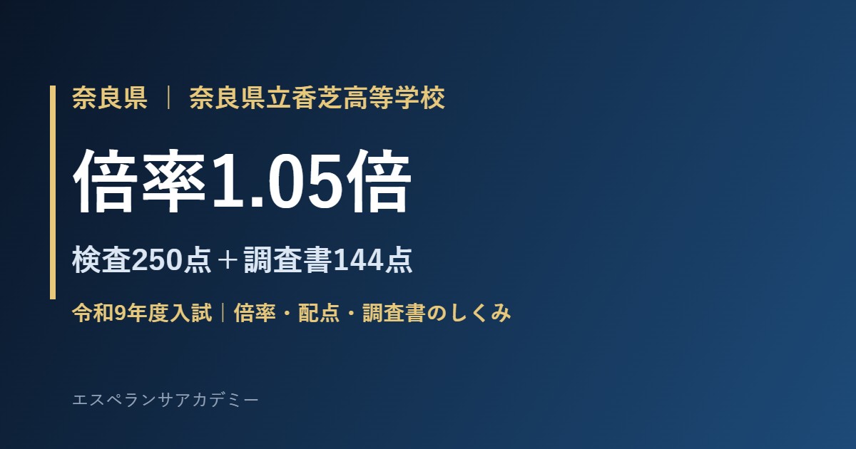 香芝高校の入試対策・倍率