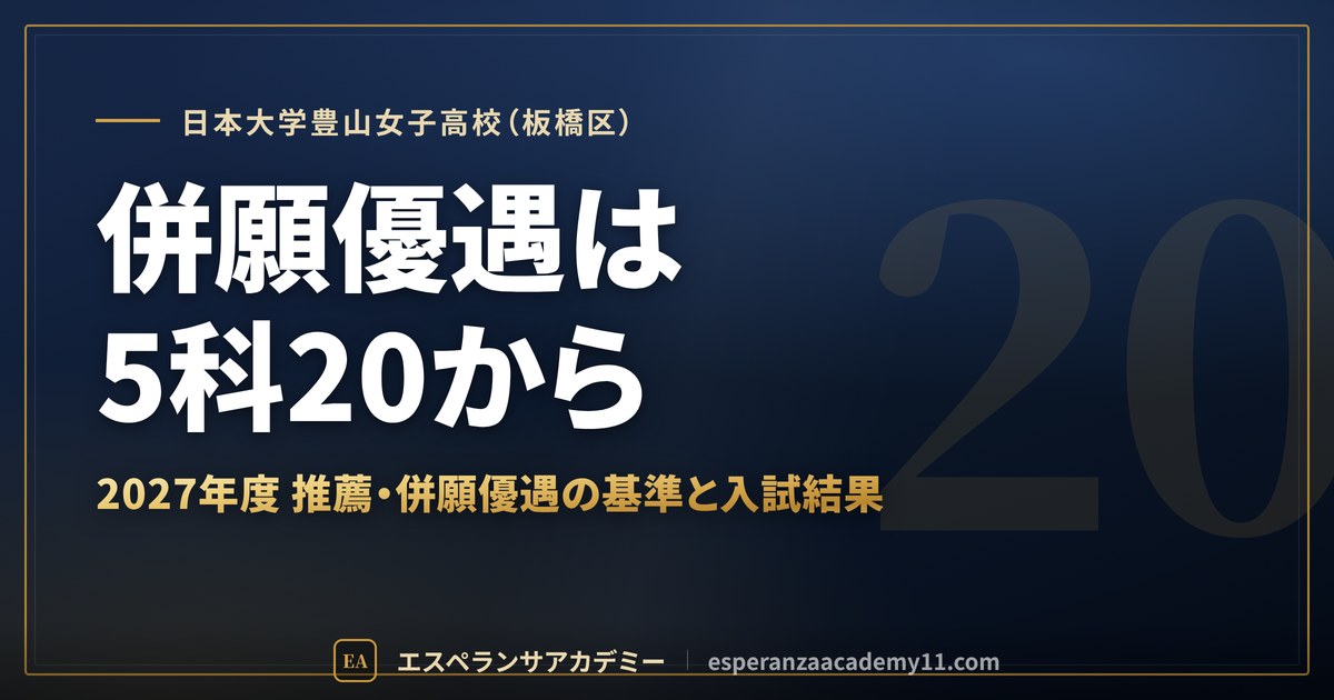 日本大学豊山女子高校(板橋区) 併願優遇は5科20から